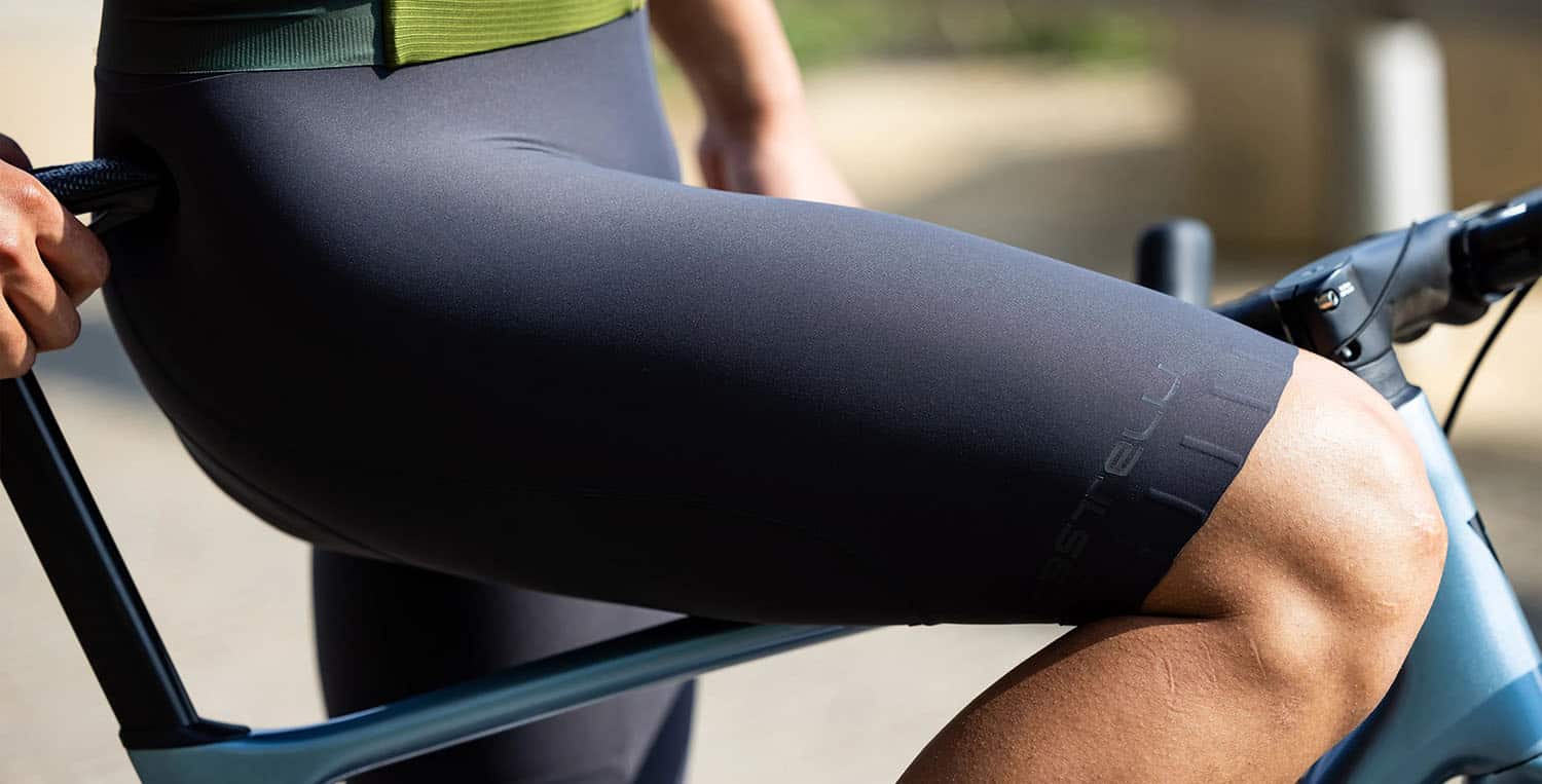 a person's leg in tights